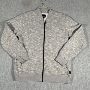 Tavik Jacket Mens Medium Gray Full Zip Bomber Cotton Blend Casual Sweater Knit